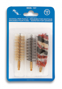 Gratas de Limpieza Megaline per fucili da caccia calibro 12. Kit con 3 spazzole con lana, setole morbide e acciaio inossidabile 23014