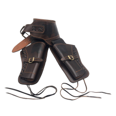 Amont canana en cuir double, brun foncé, cheval gravé, fabriqué par Pablo Revenga, sans balles, 29-2002