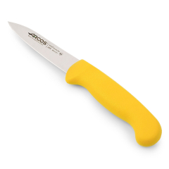 Coltello Mondador Arcos Colore - Prof 29000000 in acciaio inox Nitrum e mango polipropilene ergonomico giallo e lama 8 cm, coperchio del display