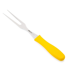 Forcella Carving Arcos Colore - Prof 290300  acciaio inox Nitrum e mango polipropilene ergonomico giallo e foglia 18 cm, coperchio espositore