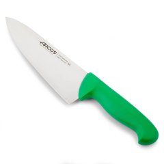 Cuchillo de cocinero Arcos Colour - Prof  290721 de acero inoxidable Nitrum y mango ergonómico de Polipropileno de color verdey hoja de 20 cm, funda display