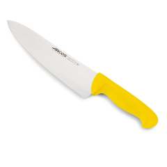 Cuchillo de cocinero Arcos Colour - Prof  290800 de acero inoxidable Nitrum y mango ergonómico de Polipropileno de color amarillo y hoja de 25 cm, funda display