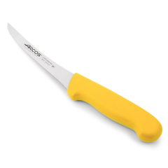 Faca desossador semiflexível Arcos 2900 - Prof 291200 com alvéolos de aço inoxidável de Nitrum e ergonômico mango amarelo e 14cm folha polipropileno, caso de exposição
