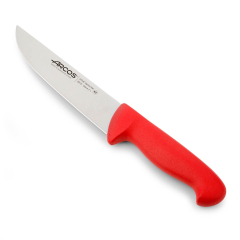 Cuchillo de carnicero Arcos Colour - Prof  291622 de acero inoxidable Nitrum y mango ergonómico de Polipropileno  de color rojo y hoja de 18 cm, funda display