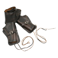 Couro duplo Canana Amont com ferradura gravada, castanho escuro, sem balas, 29-2000