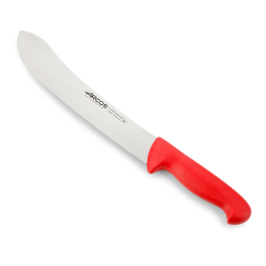 Cuchillo de carnicero  Arcos Colour - Prof  292722  de acero inoxidable Nitrum y mango ergonómico de Polipropileno de color rojo y hoja de 25 cm, funda display