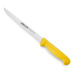 Cuchillo fileteador  Arcos Colour - Prof  295100  de acero inoxidable Nitrum y mango ergonómico de Polipropileno de color amarillo  y hoja de 20 cm, funda display