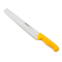 Cuchillo para salami Arcos Colour - Prof  295700  de acero inoxidable Nitrum y mango ergonómico de Polipropileno de color amarillo y hoja de 30 cm, funda display