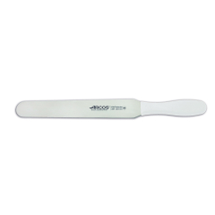 Spatule Arcos Couleur - Prof 299124 en acier inoxydable Nitrum et mango Polypropylène blanc ergonomique avec lame de 25 cm, dans une vitrine.
