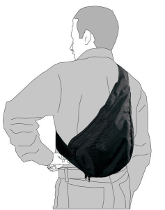 Borsa a tracolla per il trasporto della pistola con chiusura a velcro e un'altra tasca per il caricabatterie e la custodia del cellulare Vega Fondina 2U80