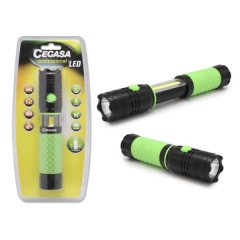 Cegasa professionelle Taschenlampe led ausziehbar mit 350lm Frontlicht und 120lm Seitenlicht - wasserdicht ip44 -- wasserdicht - betrieben mit 4 aaa-Batterien (nicht enthalten)