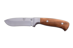 CORZO J&amp;V Jagdmesser mit mango aus natürlichem Olivenholz, 10,5 cm Klinge und brauner Lederhülle.  Campinggerät zum Angeln, Jagen, Sportaktivitäten