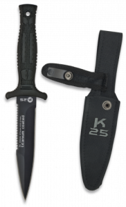 Cuchillo Botero Táctico Rui con Mango de Goma y Hoja de Acero Inox con Baño de Titanio de 12.5 cm Incluye Funda de nylon 31825