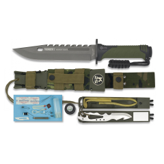Coltello tattico Rui Thunder I, camo Esp color, con mango Rubber-ABS, 20 cm lama in acciaio inox, spessore 5,5 mm, 32019