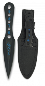 Set De Lanzadores Negros Albainox De 16.5 Cm De Un Solo Filo Y Funda De Nylon 32037