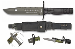 Cuchillo Táctico Rui Puño Negro, Bayoneta Táctica, Hoja De 17,8 Cm Cubierto De Titanio, Con Funda Abs, 32067