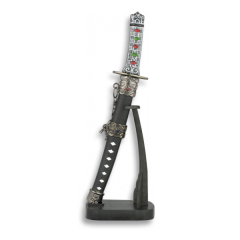 Mini-Katana aus Edelstahl Tole10 Imperial, Blattgröße 12 cm, insgesamt 18 cm, enthält Sockel, 32140