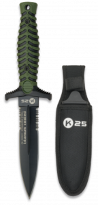 Tactical Knife K avec caoutchouc K, lame en acier inoxydable avec bain de titane 12,5 cm avec Green Case 32207