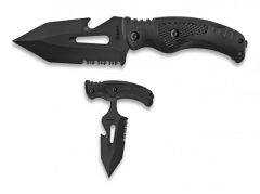 Cuchillo Tactico Skinner Albainox, hoja de acero inox, mango de fibra de vidrio engomado, en funda de nylon