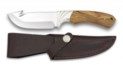 Jagdmesser Martinez Albainox mit Mango aus Olivenbaum und Edelstahlblech von 10,5 cm. Inklusive Ledertasche 