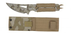 Taktisches Messer Albainox Camo Coyote, 7 cm Klinge, mit mango Schnur, Nylonscheide