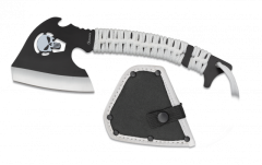 Albainox-Axt, 23,8 cm lange Klinge aus rostfreiem Stahl mit Schädel, mango besaitet, mit Nylonscheide