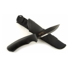 Morakniv STE-12295 Faca tática Bushcraft Expert BB SRT com lâmina serrilhada preta de aço inoxidável de 10,9 cm, pega de borracha de cor preta. Inclui coldre MOLLE em preto