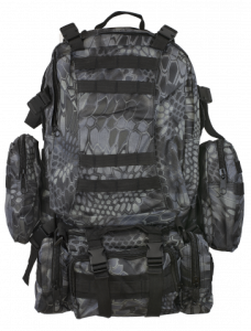 Rucksack Barbaric aus Black Phyton Camo 600D Nylon mit Reißverschluss und 50 Liter Fassungsvermögen