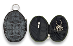 Porte Clés/monnaie Forme Grenade. Phyton Noir.