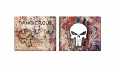 Calavera Carteira impressa, tamanho 11 x 9,5 cm, em embalagem blister