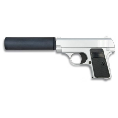 Pistola Airsoft de muelle serie metálica color plata Galaxy peso 366g Calibre 6 mm Potencia 68 m/s 35720
