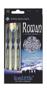 Set di 3 freccette Keltik Rowan con 80% di punta in plastica di tungsteno del peso di 16g, in blister e custodia in fibra 37009