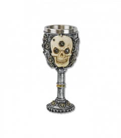 Copa Decoración Tole10 Imperial modelo calavera, largo total de 20 cm, material de resina, interior de aluminio
