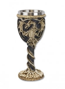 Copa de decoración Tole10 Imperial, modelo dragón, material de resina, altura 20 cm, interior de aluminio