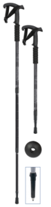 Bastón de Trekking Negro, material de aluminio, punta de tungsteno, mango doble, ajustable a 110 - 130 cm