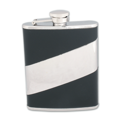 Frasco em aço inoxidável Aventuralia forrado com couro sintético decorado, 180 ml. 39063