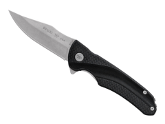 Couteau Buck STE- 0840BKS1 840 Selkirk Pliant Couteau de chasse pliant avec lame de 7,9 cm en acier inoxydable 420HC 58-60 HRC et manche en Nylon noir rempli de verre. Clip de poche 