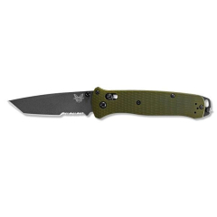 Benchmade STE-537GY-1 Cuchillo táctico Bailout  con hoja Superacero CPM-M4 (62-64 HRC) de 20,5 cm y Mango Verde bosque anodizado aluminio 6061-T6
