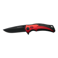 Foxtrot 60222R Terzo Coltello Foxtrot, manico de alluminio nero e rosso, lama de acciaio inox de 9,5 cm nero. Con clip e fodero in nylon de.