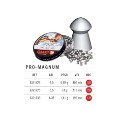 Lata de 250 balines Gamo Pro-Magnum, peso 0.50 gr, alta precisión a larga distancia, calibre 4,5 mm, 6321724