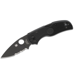 Spyderco STE-C41PSBBK5 Plagable Native 5 lame noir CPM S30V acier 7,5 cm bord combiné et manche FRN noir. Clip de poche ambidextre