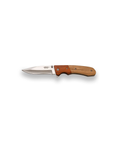 Navaja JKR794, Cuchillo Deportivo, Herramienta de Corte para Actividades al Aire Libre, Hoja de 9 cm, Mango de Madera Cebrano con Pakkawood, Apertura Manual
