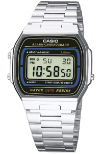 Uhr Casio A164WA-1VES Harzbandfarbe: Metallisches Zifferblatt LCD Digital Unisex