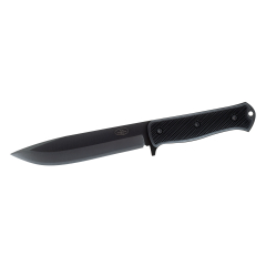 Faca de Sobrevivência Fallkniven A1xbclip. Faca CoSLam de aço azul com lâmina de 16,1 cm, cabo Thermorun com bainha Zytel com presilha para cinto. Faca tang completa.