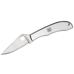 Faca de sobrevivência Spyderco STE-C137P Honeybee com lâmina lisa de aço inoxidável 3Cr13 e 4,1 cm de comprimento.  Cabo de aço inoxidável de cor prata