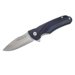 Couteau Buck STE- 0840BLS 840 Sprint Select bleu couteau de chasse pliant avec lame de 7,9 cm en acier inoxydable 420HC 58-60 HRC et manche en nylon bleu rempli de verre. Clip de poche 
