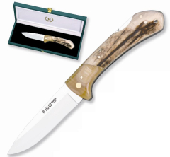 Coltello artigianale ART-1 Miguel Nieto da 18 cms, con lama in acciaio da 8 cms e mango corno di cervo con scatola di presentazione, edizione limitata.