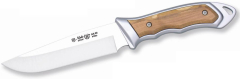 Couteau Aventura 4160 Miguel Nieto de 24 cms, avec lame en acier de 12,5 cm et mango de Zamak et bois d'olivier naturel avec couverture en cuir de première qualité.