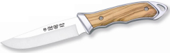Couteau Aventura 4161 Miguel Nieto 21.5 cm, avec lame en acier de 10.5 cm et mango Zamak et bois d'olivier naturel avec couverture en cuir première qualité