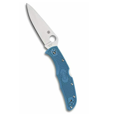 Spyderco STE-C10FPBL Couteau de poche Endura 4 Lame légère et lisse Pointe tombante Acier VG-10 finition satinée Longueur 9,7 cm avec manche FRN bleu. Clip de poche ambidextre  
